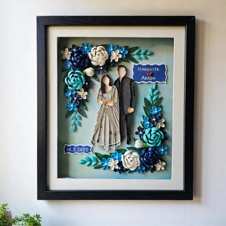 Photo Personalized Handmade Quilling Wedding Theme Paper Decorative Plaque