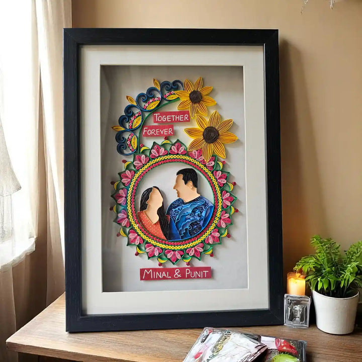 Photo Personalized Handmade Quilling Floral Theme Paper Decorative Plaque