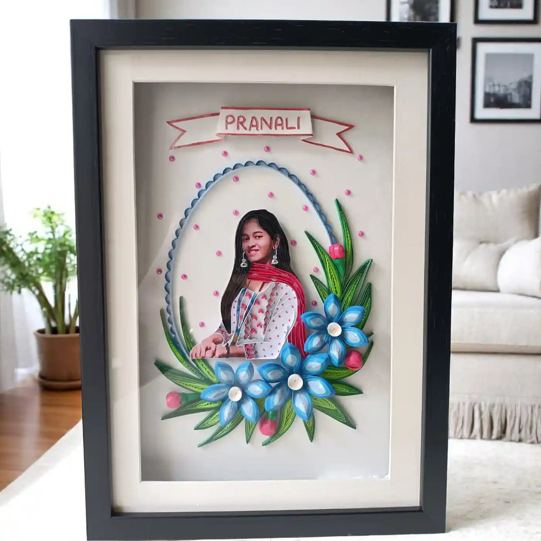 Photo Personalized Handmade Quilling Floral Wreath Theme Paper Decorative Plaque