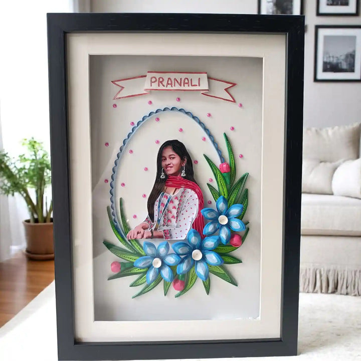 Photo Personalized Handmade Quilling Floral Wreath Theme Paper Decorative Plaque