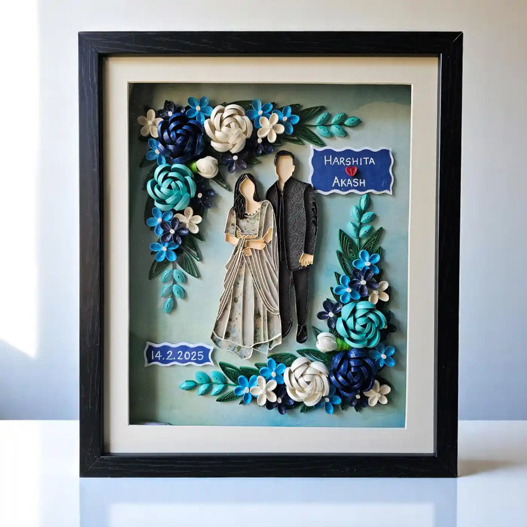 Photo Personalized Handmade Quilling Wedding Theme Paper Decorative Plaque