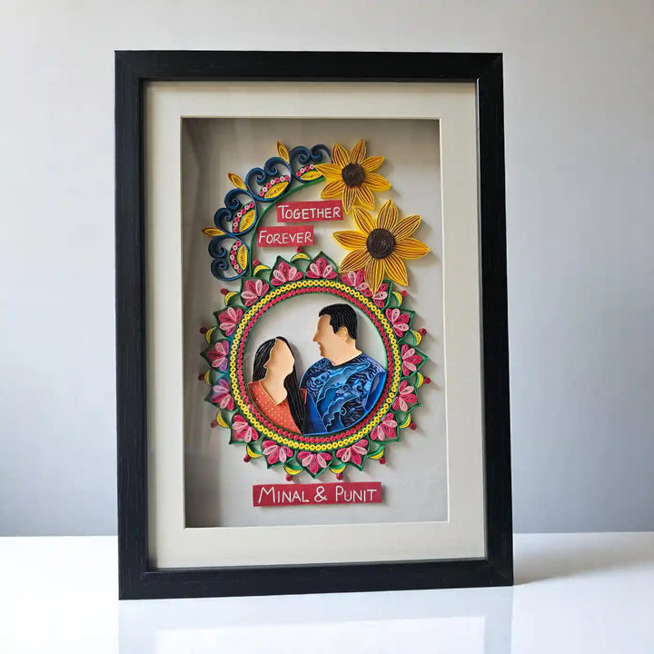 Photo Personalized Handmade Quilling Floral Theme Paper Decorative Plaque