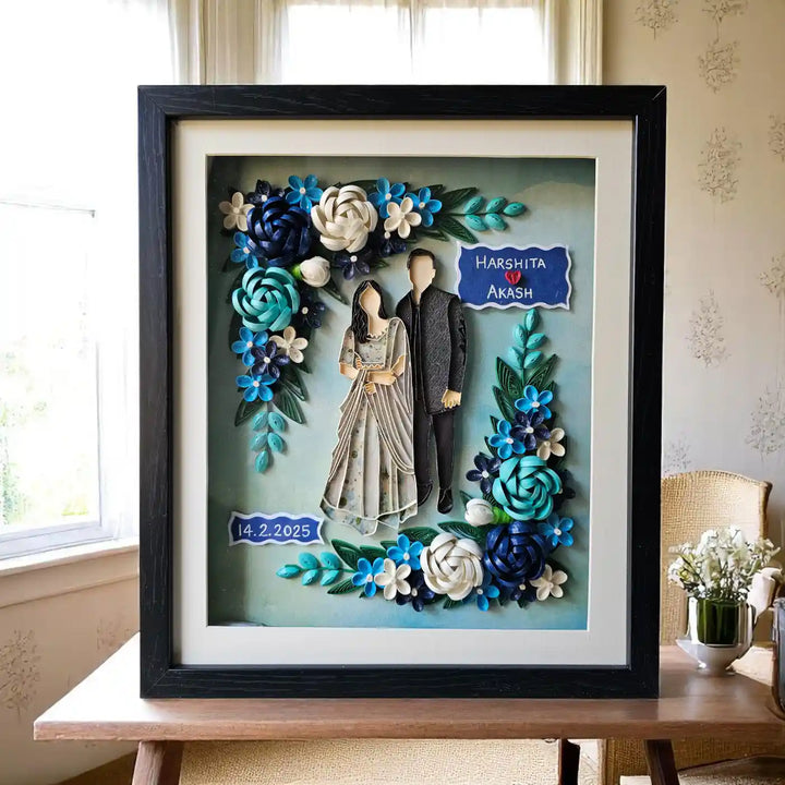 Photo Personalized Handmade Quilling Wedding Theme Paper Decorative Plaque