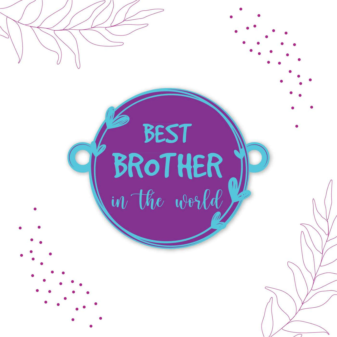 Handmade Printed Best Brother in World Wooden Rudraksha Rakhi With Roli Chawal