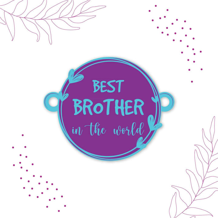 Handmade Printed Best Brother in World Wooden Rudraksha Rakhi With Roli Chawal