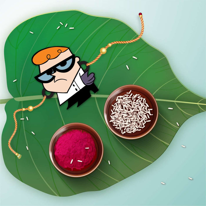 Handmade Printed Dexter Wooden Rudraksha Rakhi With Roli Chawal