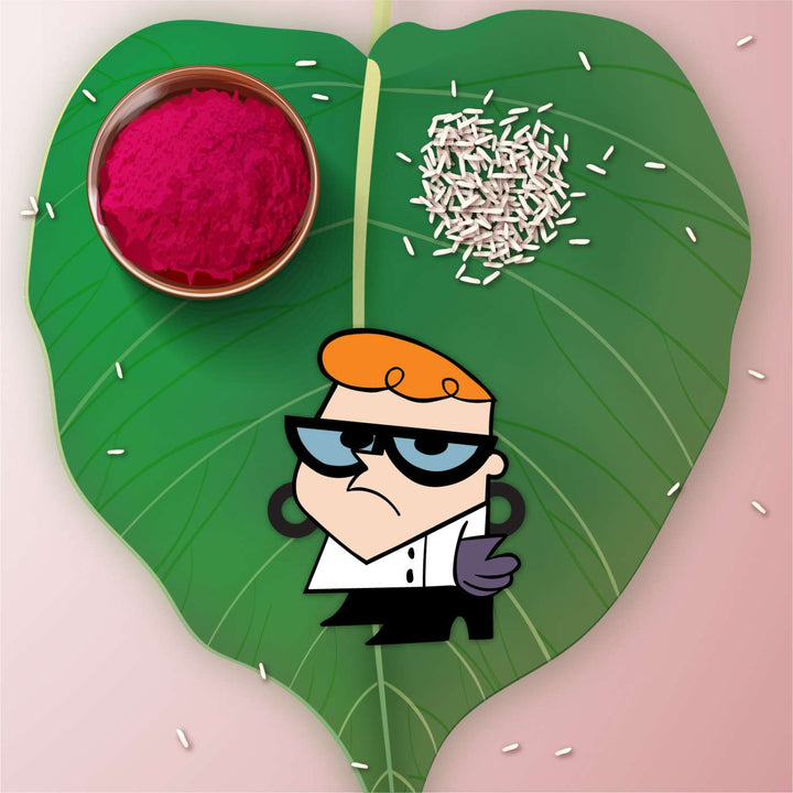 Handmade Printed Dexter Wooden Rudraksha Rakhi With Roli Chawal