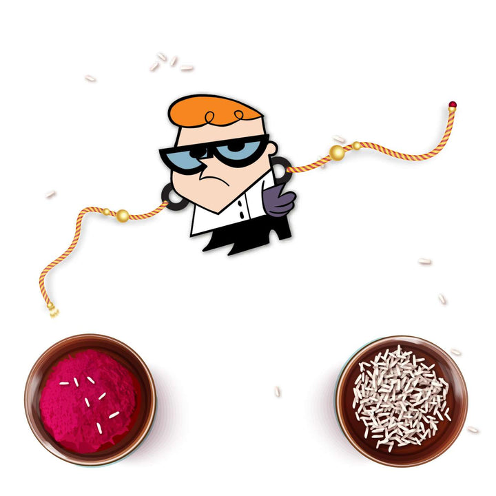 Handmade Printed Dexter Wooden Rudraksha Rakhi With Roli Chawal