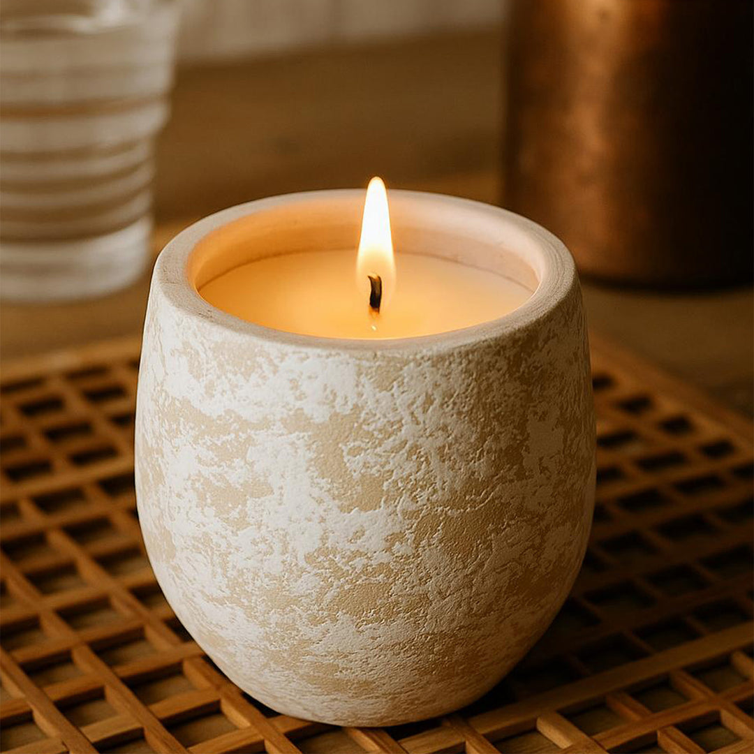 Vintage Finish Terracotta Candle Holder With Candle