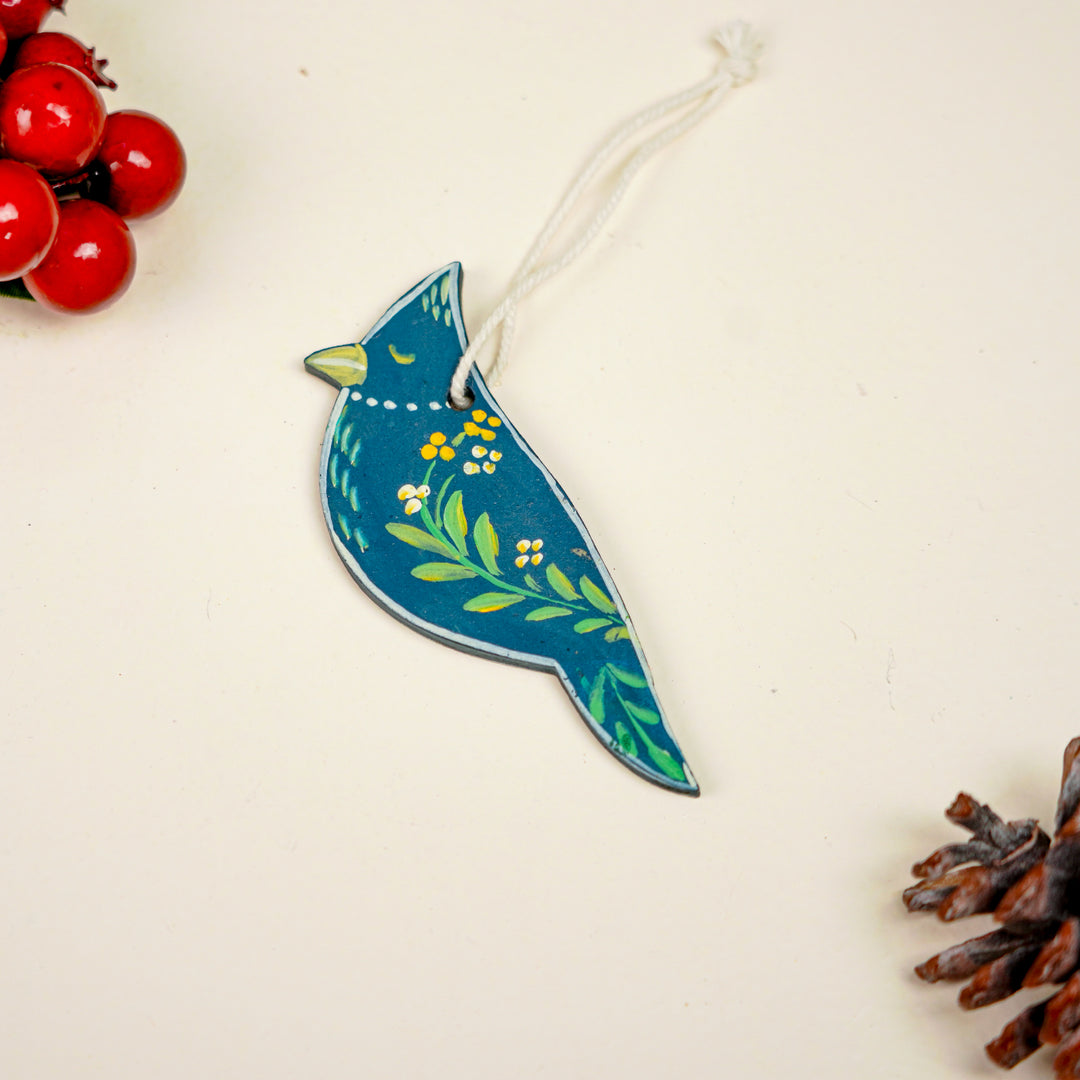 4 Pc | Handpainted Arctic Minis Blue Folk MDF Ornament Set