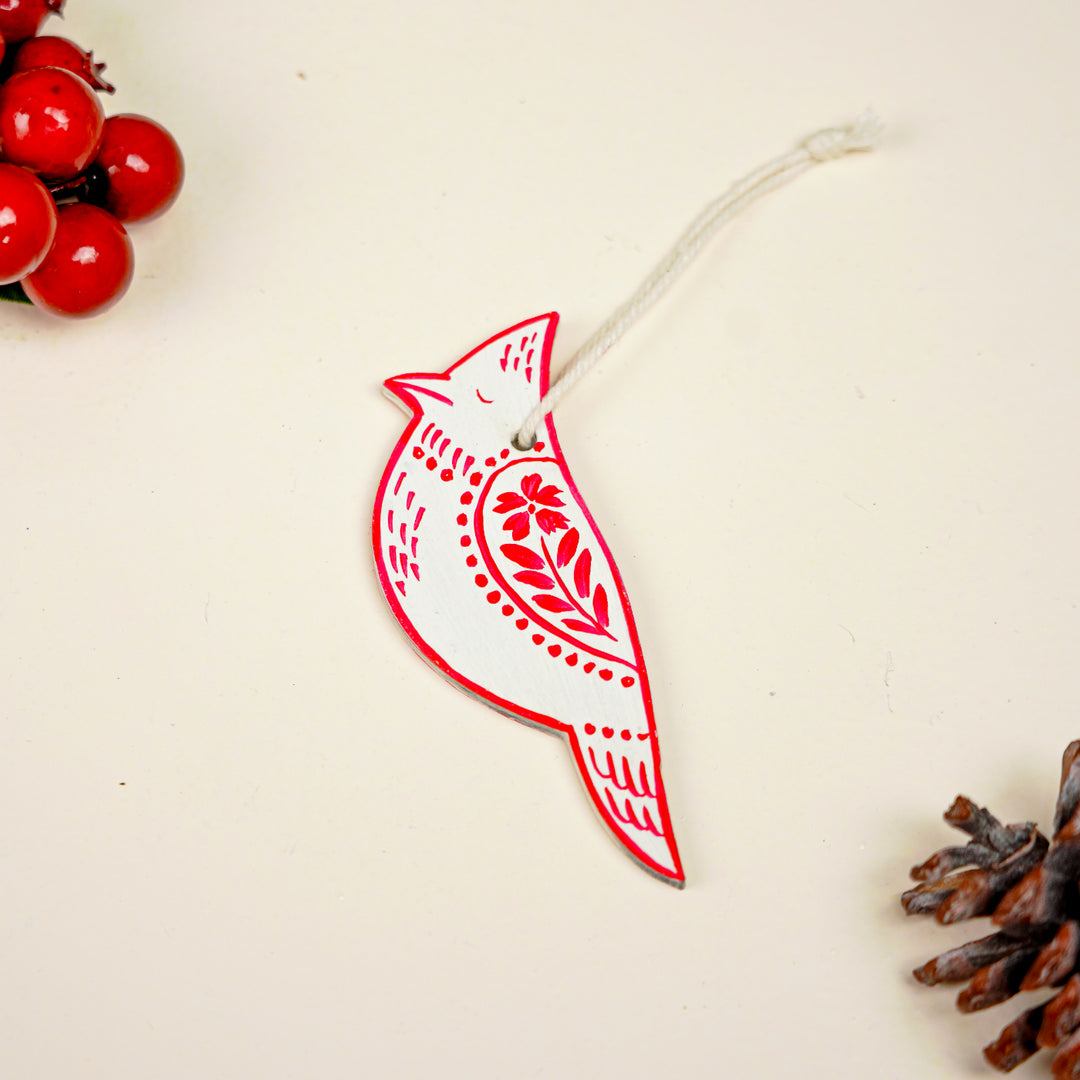 4 Pc | Handpainted Nordic Minis White Folk MDF Ornament Set