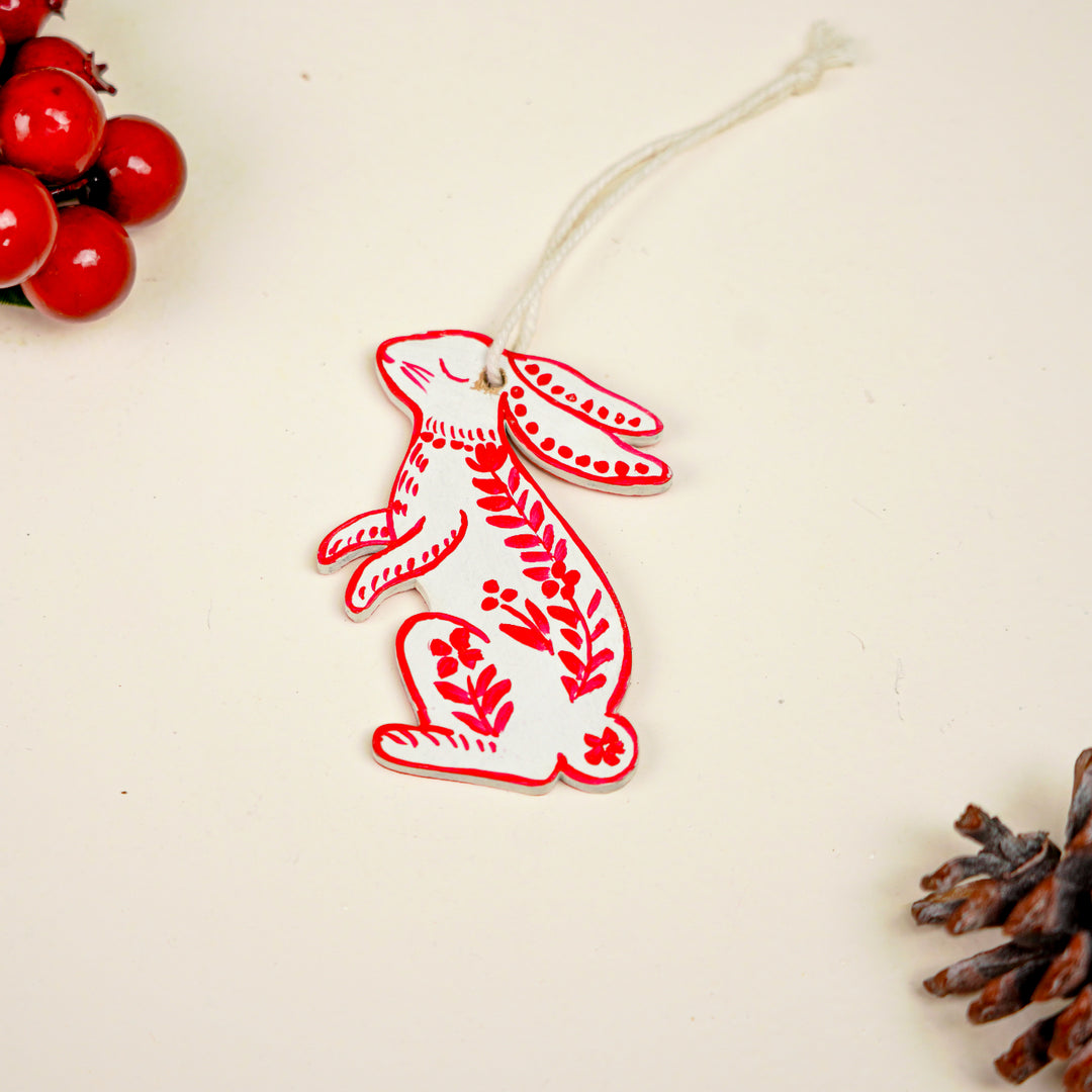 4 Pc | Handpainted Nordic Minis White Folk MDF Ornament Set