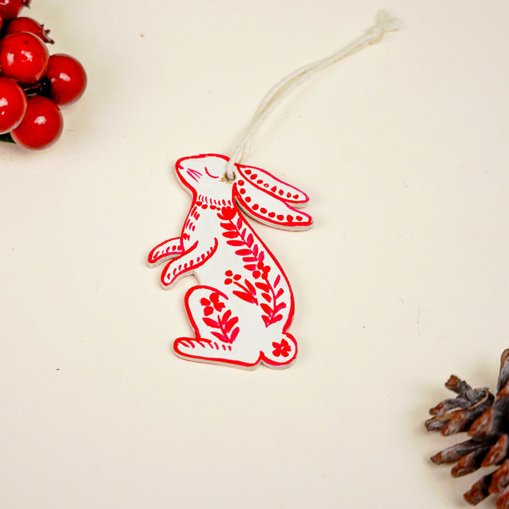 4 Pc | Handpainted Nordic Minis White Folk MDF Ornament Set