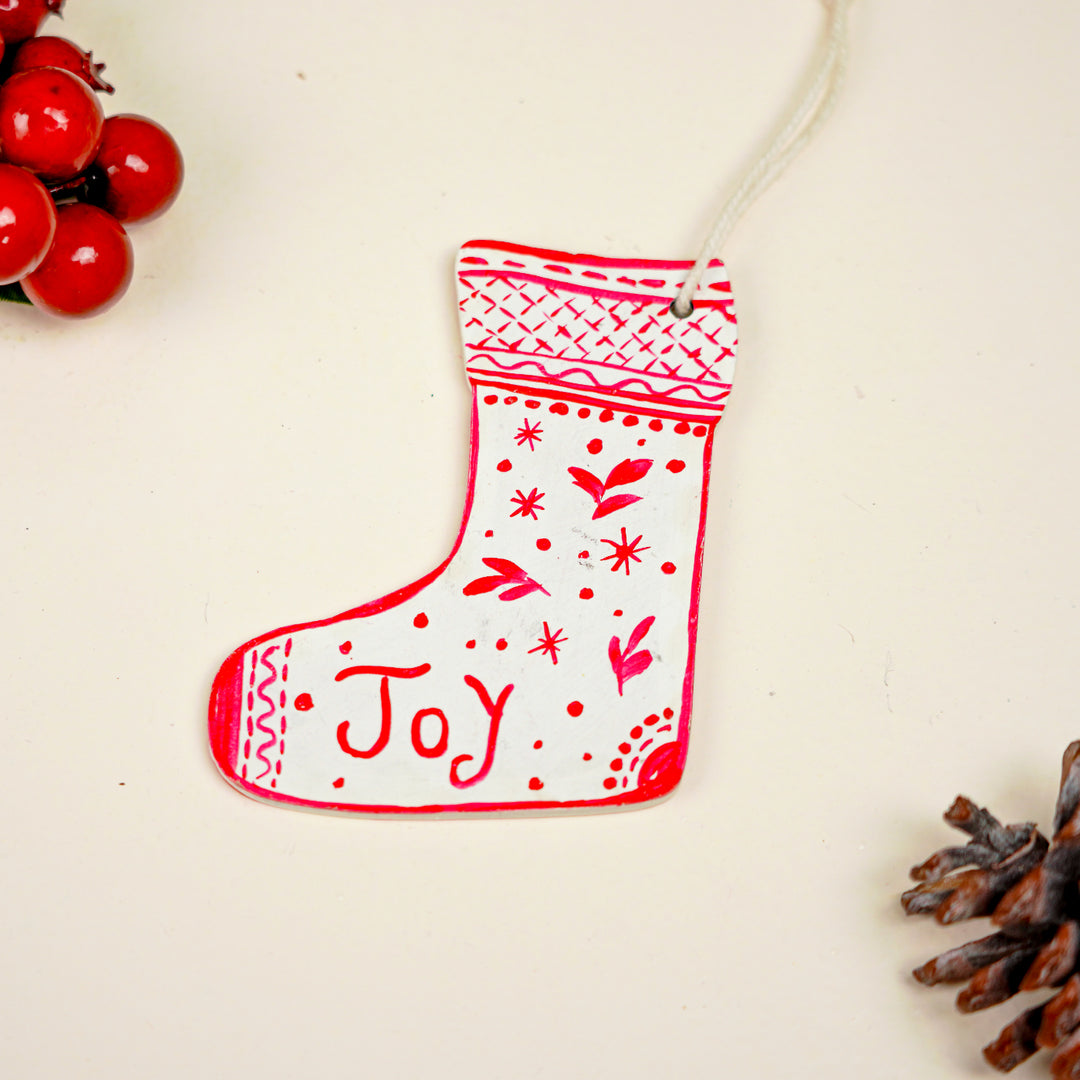 4 Pc | Handpainted Snowy Minis White Folk MDF Ornament Set