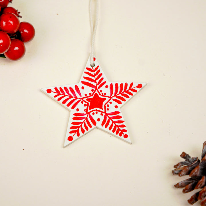 4 Pc | Handpainted Nordic Minis White Folk MDF Ornament Set