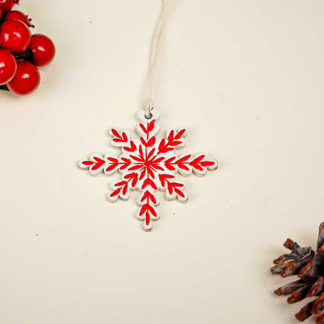 4 Pc | Handpainted Snowy Minis White Folk MDF Ornament Set