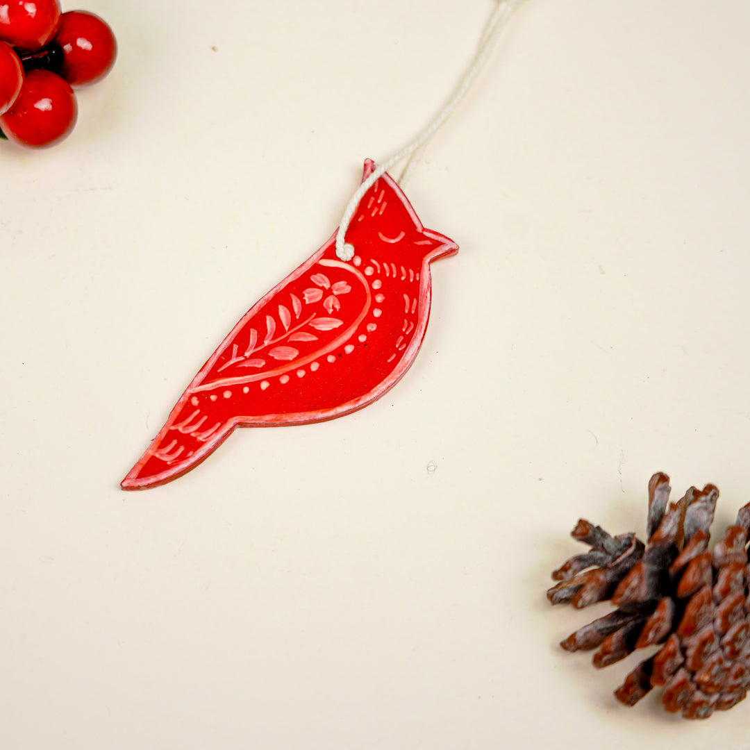 4 Pc | Handpainted Nordic Minis Red Folk MDF Ornament Set