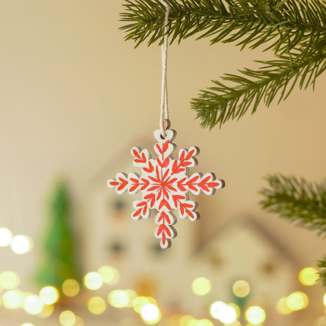 4 Pc | Handpainted Snowy Minis White Folk MDF Ornament Set