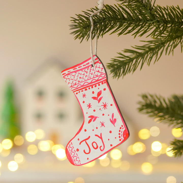 4 Pc | Handpainted Snowy Minis White Folk MDF Ornament Set