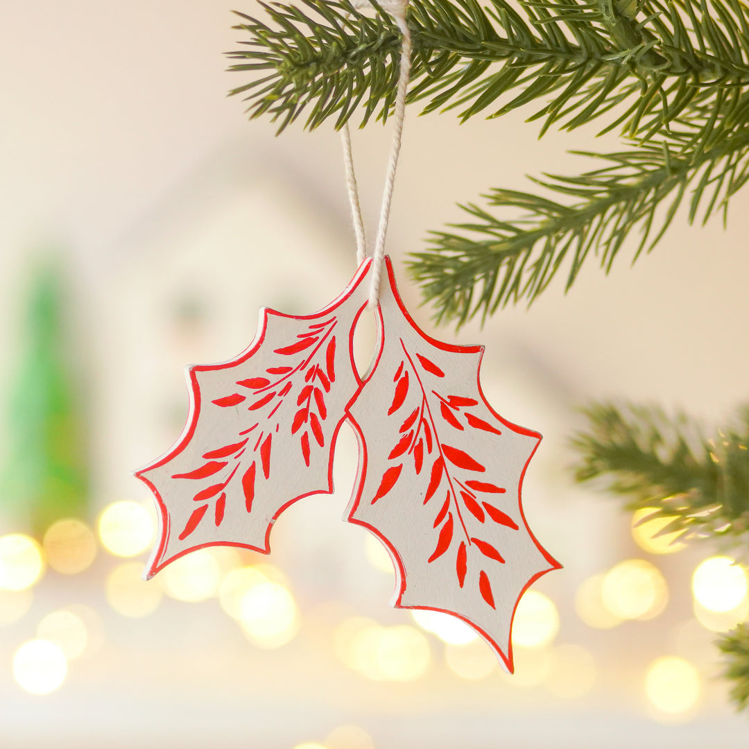 4 Pc | Handpainted Snowy Minis White Folk MDF Ornament Set