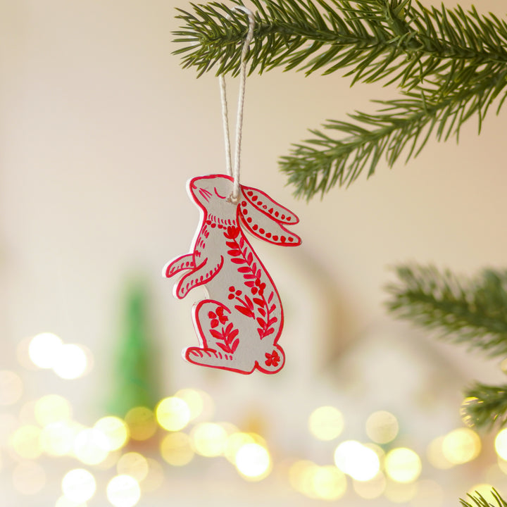 4 Pc | Handpainted Nordic Minis White Folk MDF Ornament Set