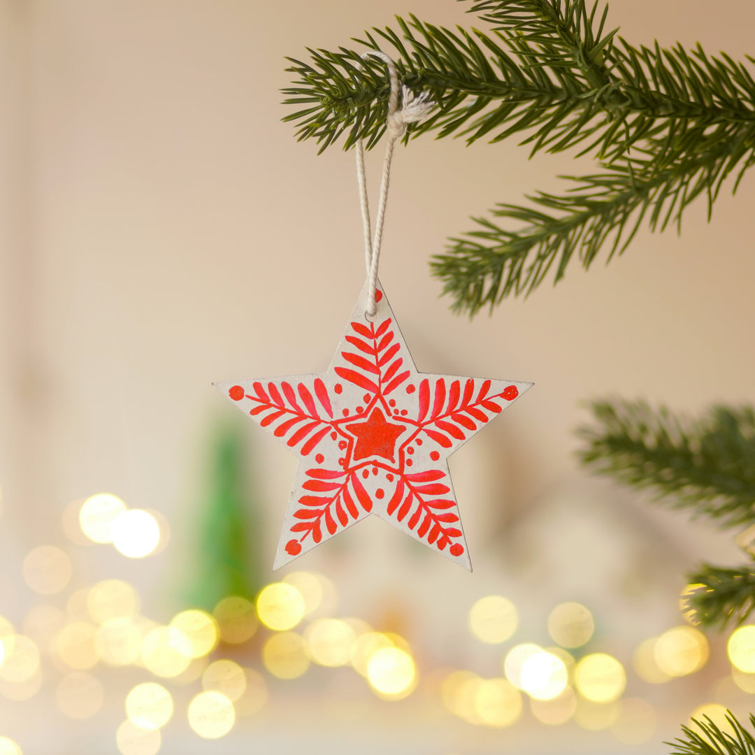 4 Pc | Handpainted Nordic Minis White Folk MDF Ornament Set