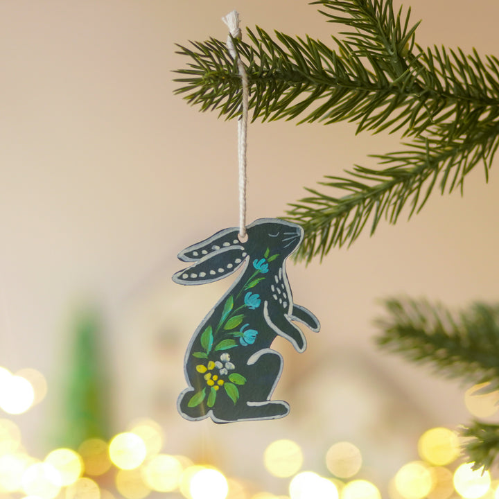 4 Pc | Handpainted Arctic Minis Blue Folk MDF Ornament Set