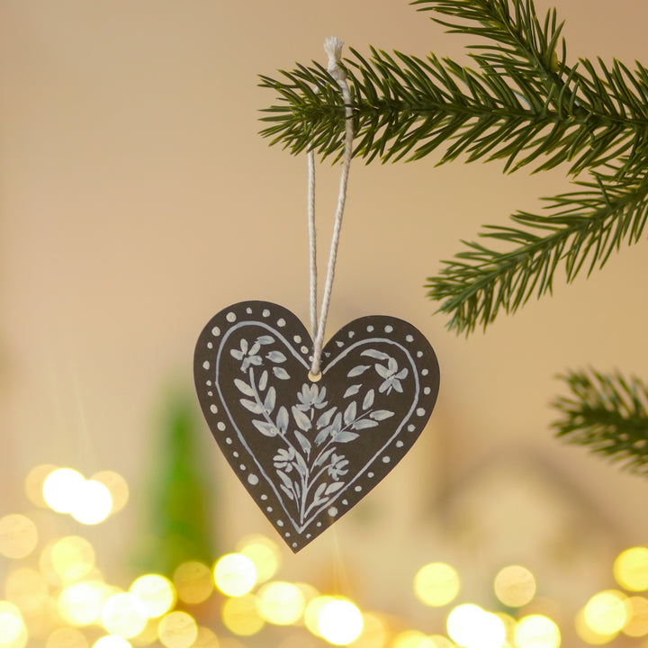 4 Pc | Handpainted Midnight Minis Black Folk MDF Ornament Set