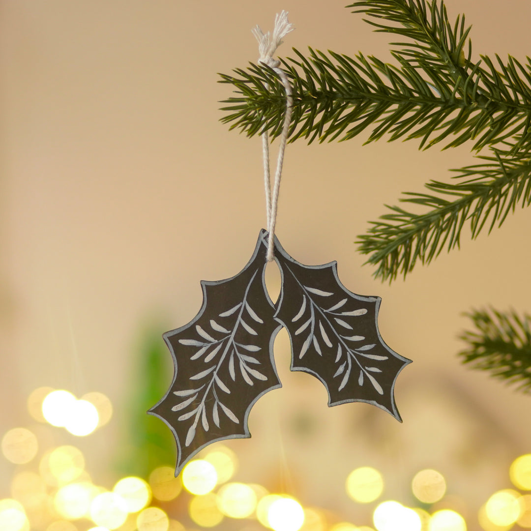 4 Pc | Handpainted Midnight Minis Black Folk MDF Ornament Set