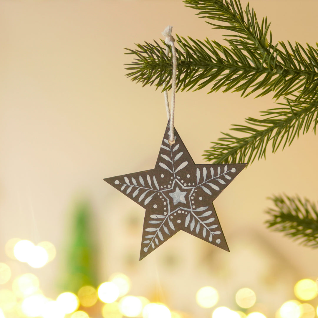 4 Pc | Handpainted Arctic Minis Black Folk MDF Ornament Set