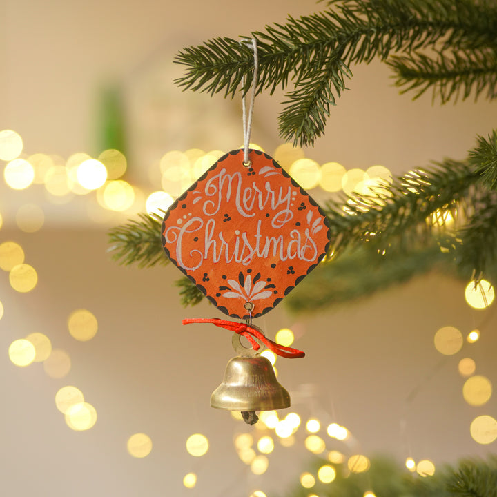 3 Pc | Handpainted  Woodland Jingle Trio Bell MDF Ornaments Set