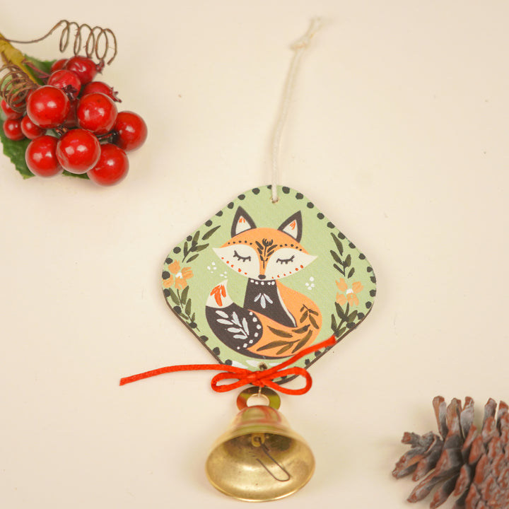 3 Pc | Handpainted  Woodland Jingle Trio Bell MDF Ornaments Set