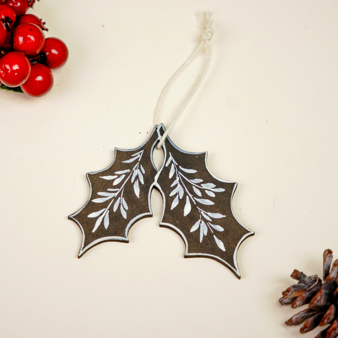 4 Pc | Handpainted Midnight Minis Black Folk MDF Ornament Set