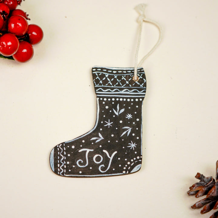 4 Pc | Handpainted Midnight Minis Black Folk MDF Ornament Set