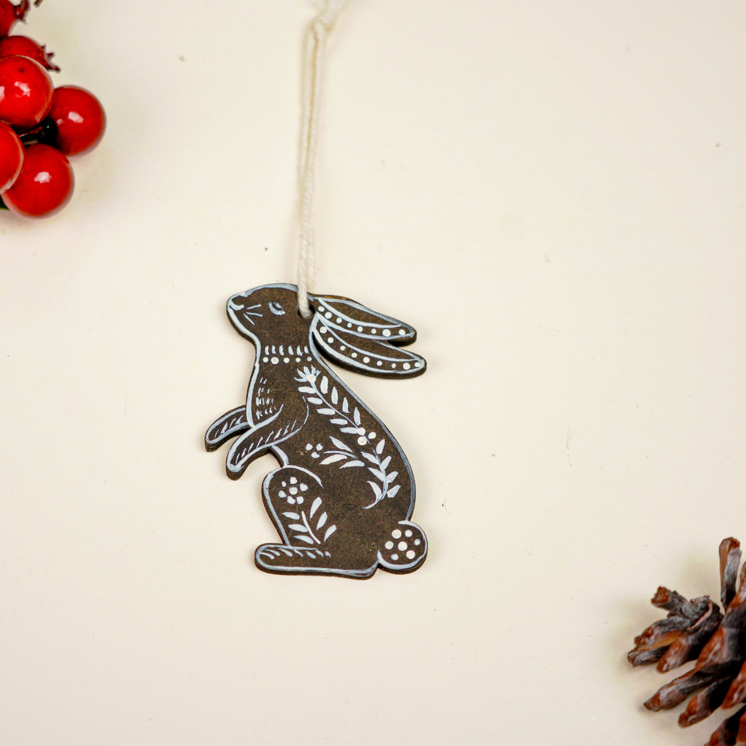 4 Pc | Handpainted Arctic Minis Black Folk MDF Ornament Set