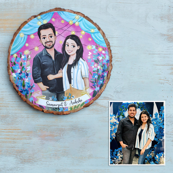 Photo Caricature Bark Nameplate with Stand - Zwende