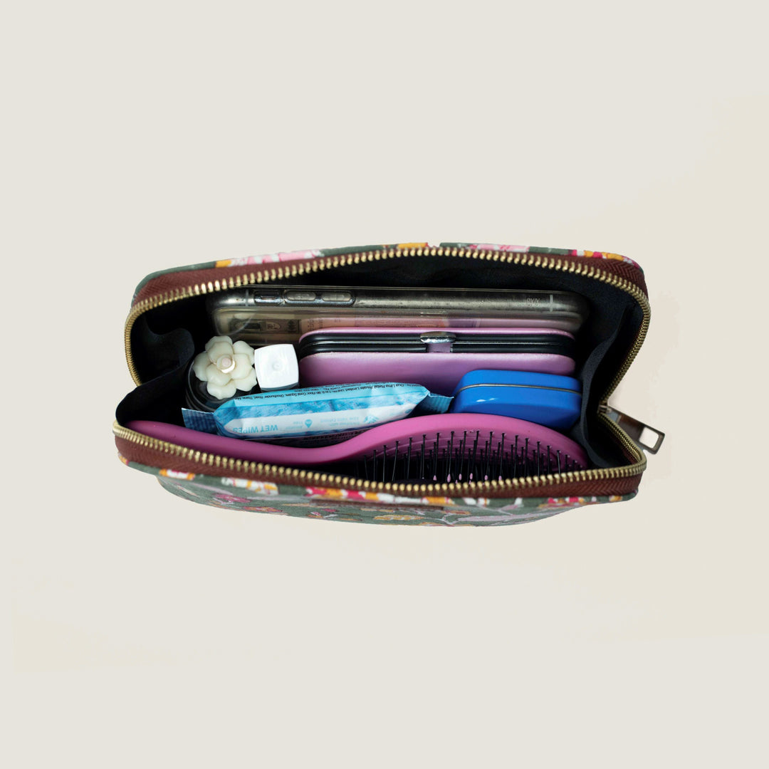 Raas Hand Block Printed Oval Pouch