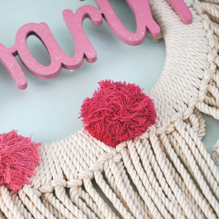 Macrame Cloud & Rainbow Personalized Nameplate For Kids