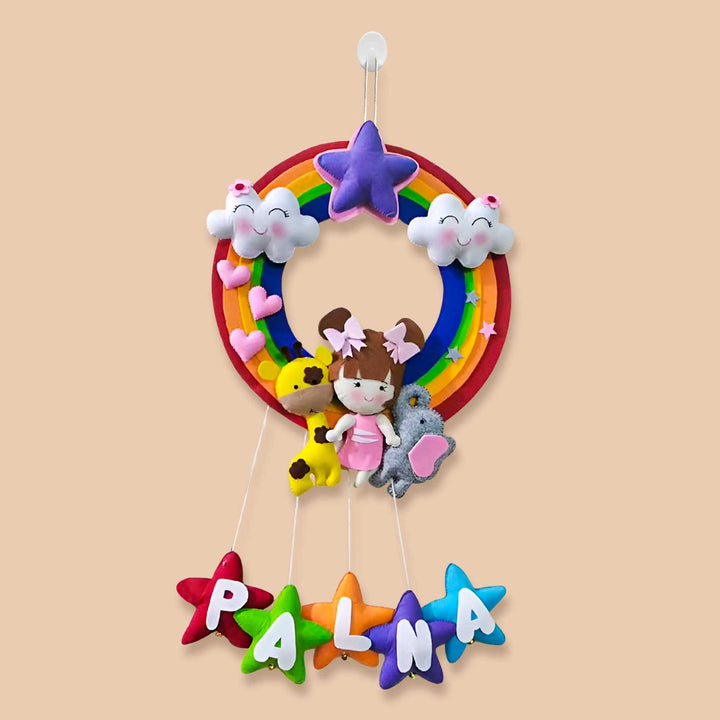 Personalized Rainbow Theme Felt Kids Name Plate