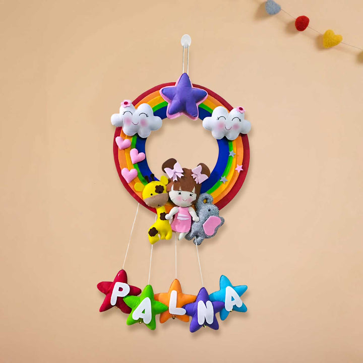 Personalized Rainbow Theme Felt Kids Name Plate