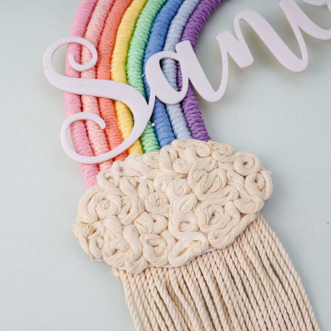 Macrame Rainbow Personalized Nameplate For Kids