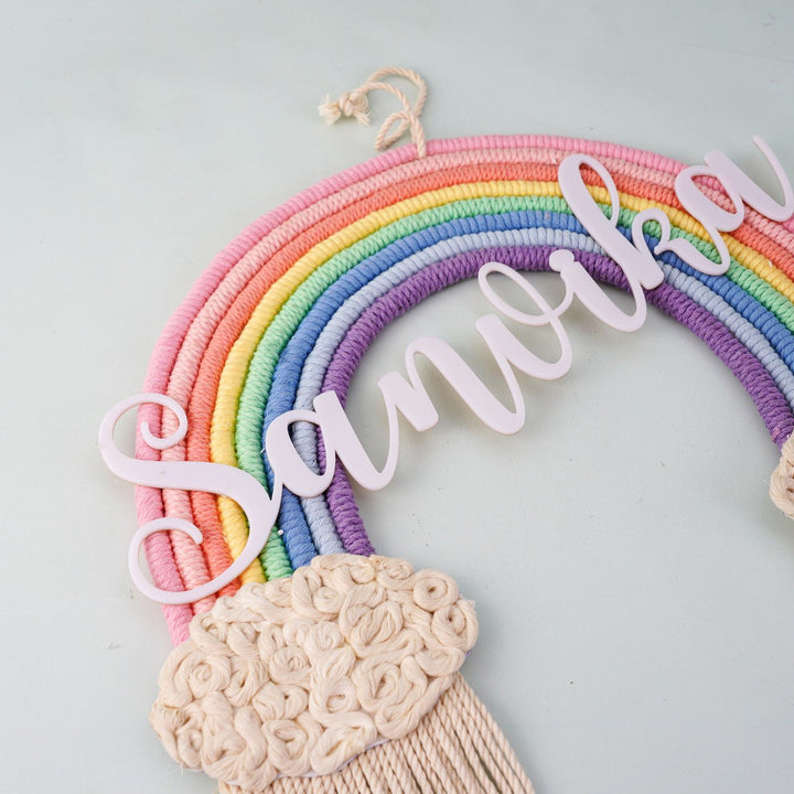 Macrame Rainbow Personalized Nameplate For Kids