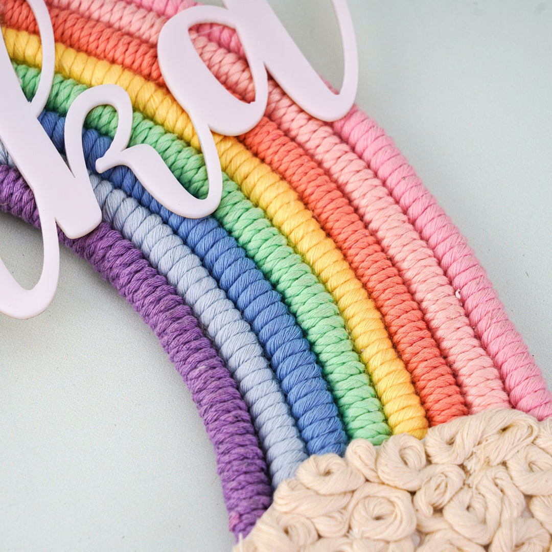 Macrame Rainbow Personalized Nameplate For Kids