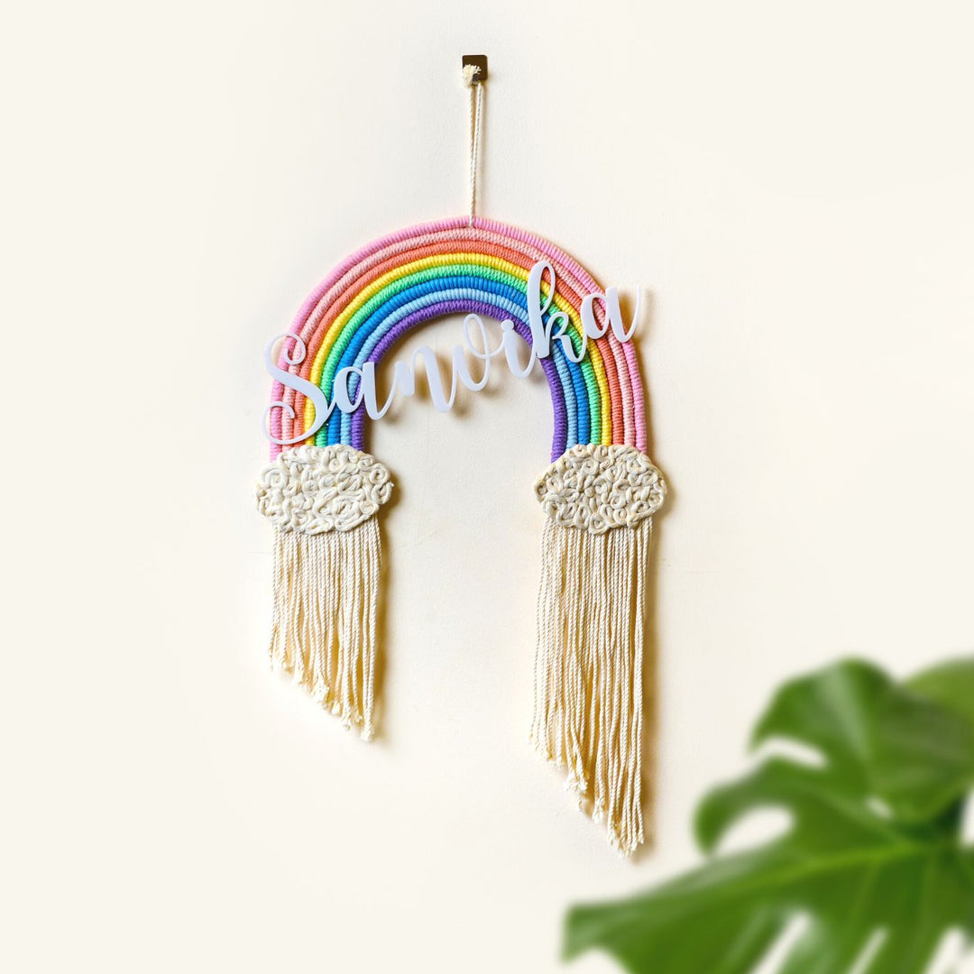 Macrame Rainbow Personalized Nameplate For Kids