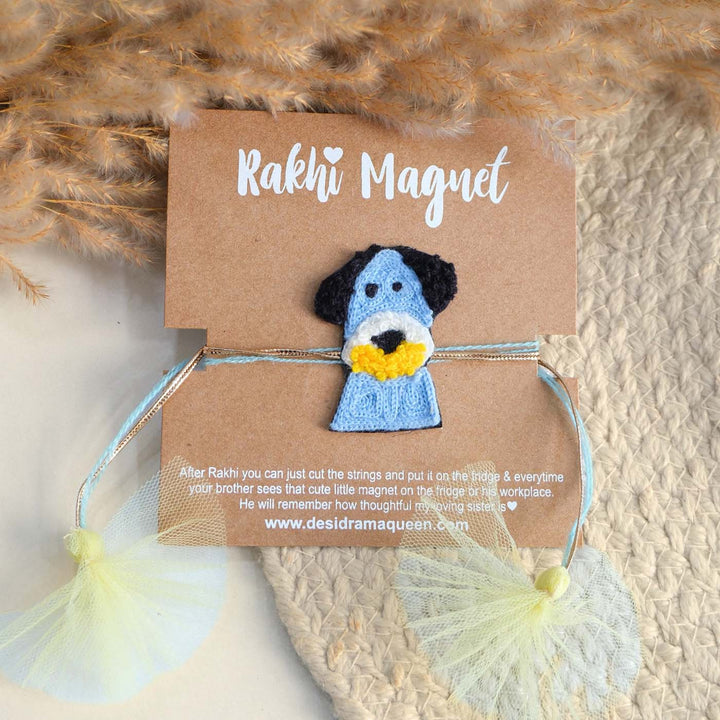 Handmade Thread Embroidered "Beagle Dog" Reusable Rakhi Magnet For Brother