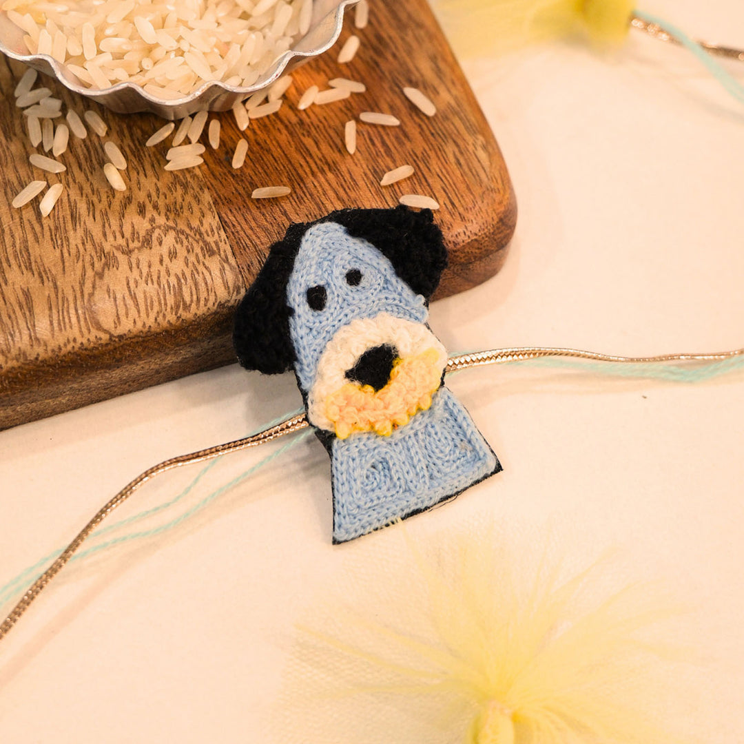 Handmade Thread Embroidered "Beagle Dog" Reusable Rakhi Magnet For Brother
