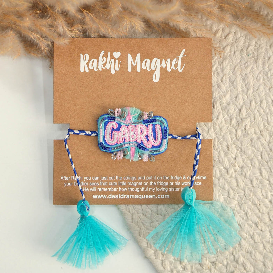 Handmade Beaded "Gabru" Reusable Rakhi Magnet For Brother
