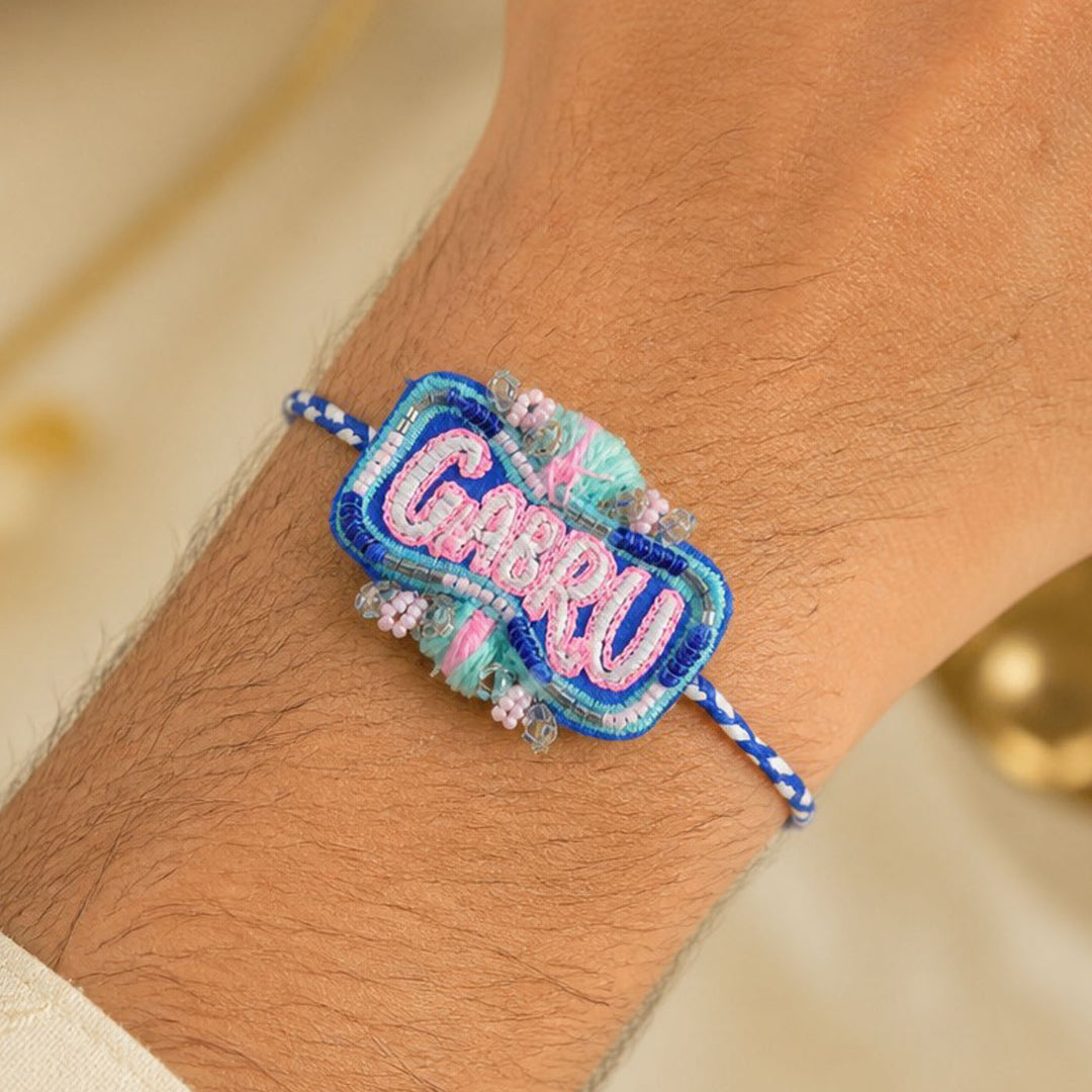 Handmade Beaded "Gabru" Reusable Rakhi Magnet For Brother