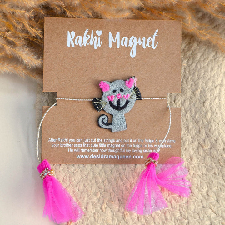 Handmade Thread Embroidered "Mickey Mouse" Reusable Rakhi Magnet For Brother