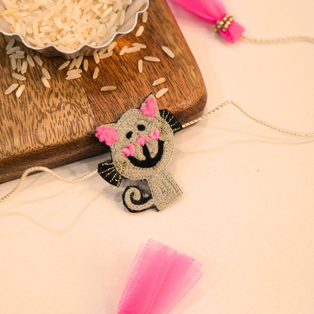 Handmade Thread Embroidered "Mickey Mouse" Reusable Rakhi Magnet For Brother